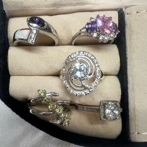 Elegant Silver 5 Rings